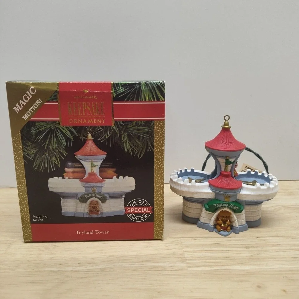 1991 Hallmark Toyland Tower Magic Motion Marching Soldier Christmas Ornament